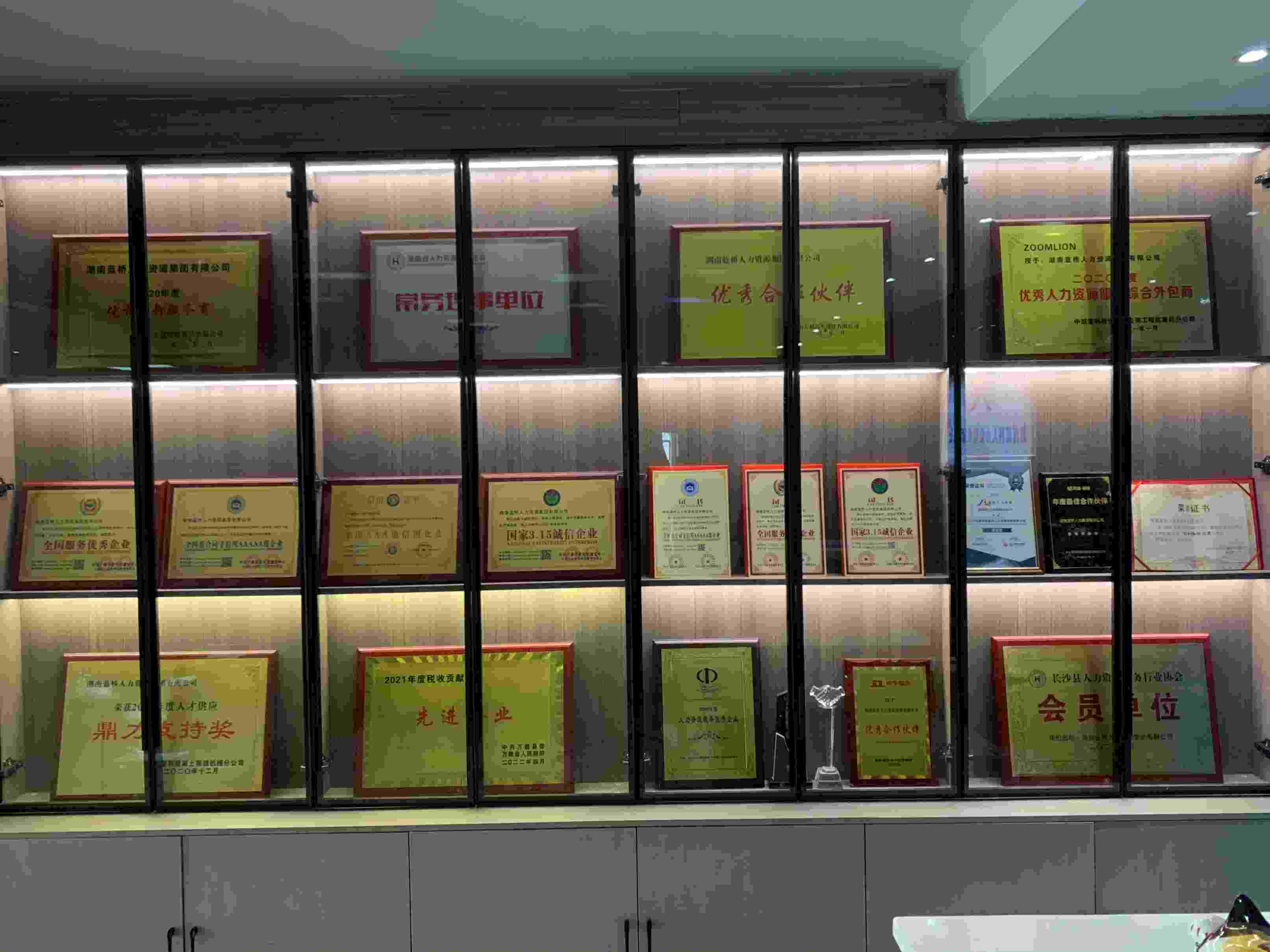 藍橋人力資源企業(yè)榮譽墻展示